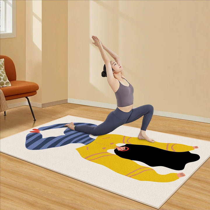 Extra-Thick Non-Slip Printed Yoga Mat with Artistic Illustration Bowlift