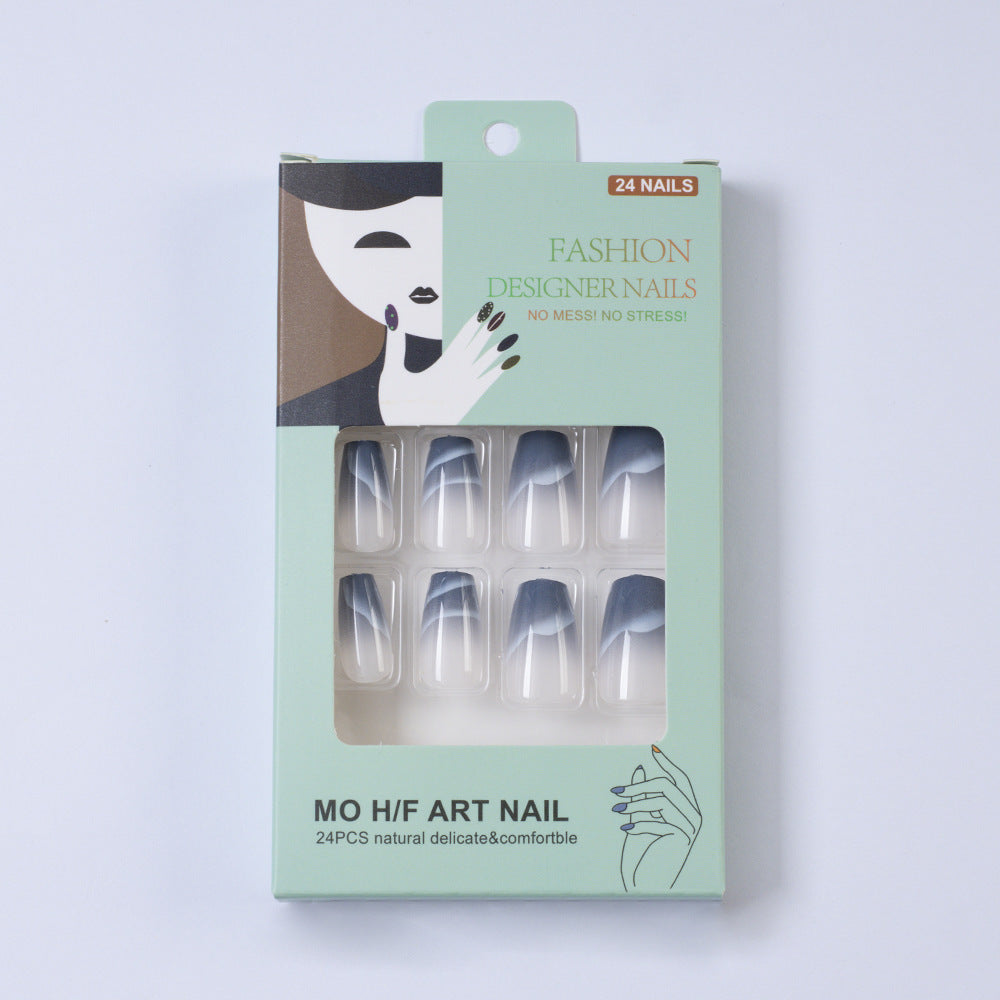 Elegant Artificial Nails with Transparent Gradient Bowlift