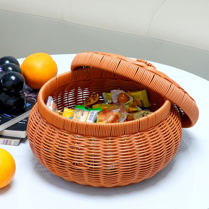 Women's Round Storage Basket with Lid Bowlift
