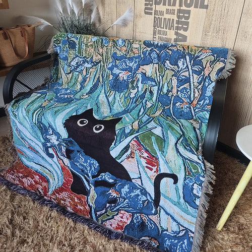 Artistic Cat-Themed Throw Blanket