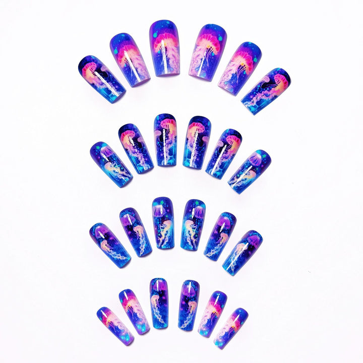 Gel Nail Art Design with Luminescent Jellyfish Bowlift