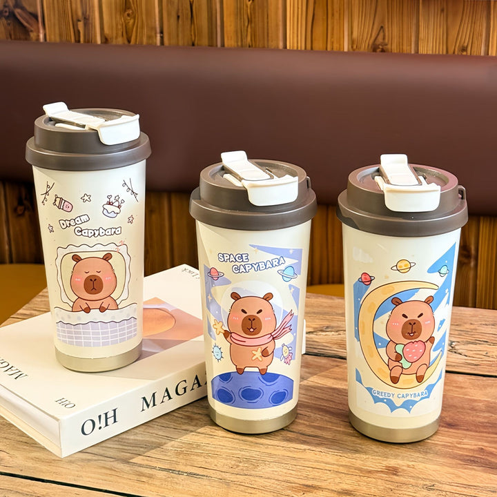 Leak-proof stainless steel water bottle with cute capybara design Bowlift