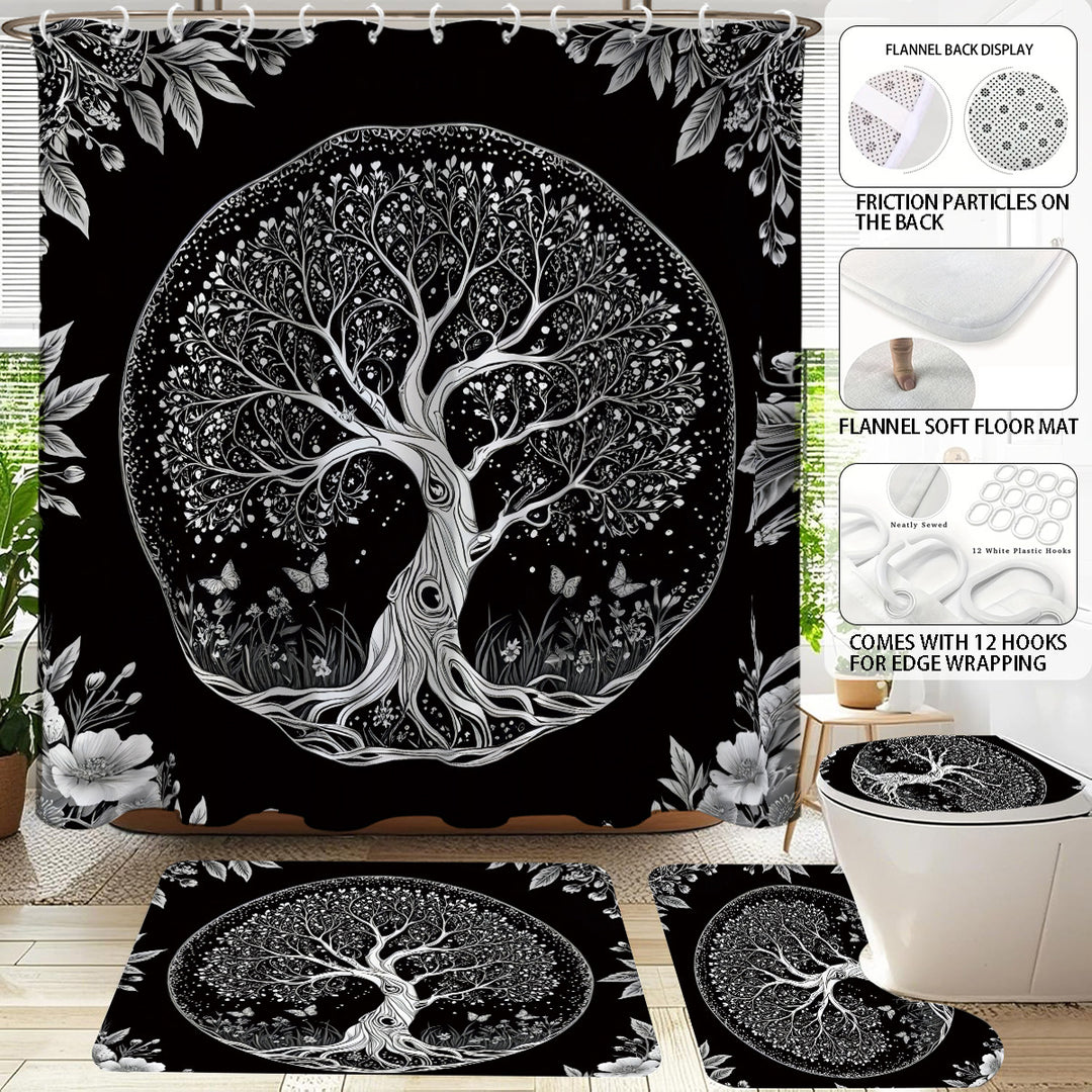 Artistic Tree Design Bathroom Set Bowlift