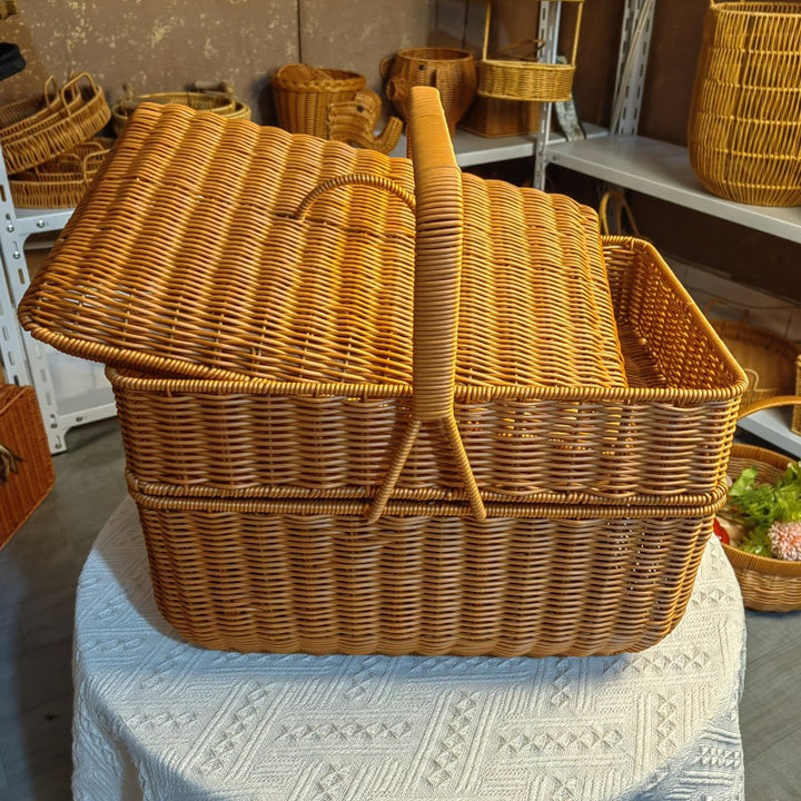 Women Vintage Storage Basket with Two Compartments Bowlift