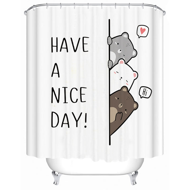 Playful Bear-Themed Shower Curtain Bowlift