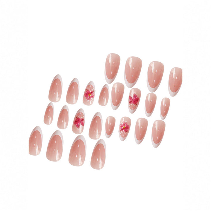 Elegant Floral Design Press-On Nail Extensions Bowlift
