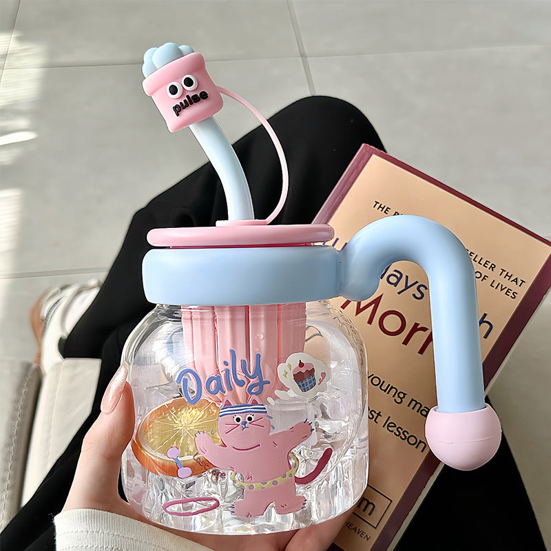 Women’s creative drinking bottle with integrated silicone straw Bowlift