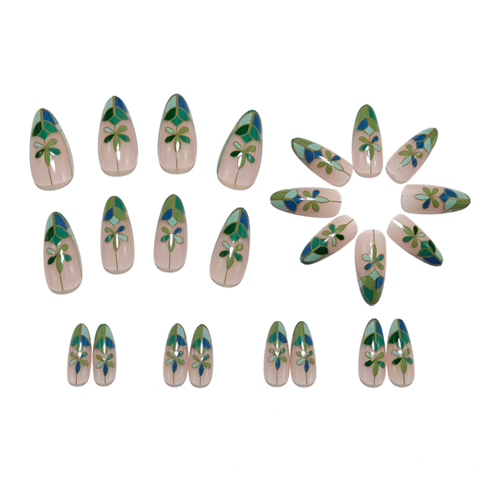 French Art Nails with Floral Design Bowlift