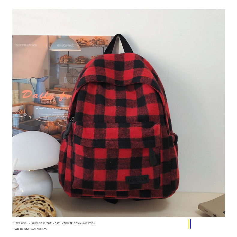Plaid Patterned Casual Backpack