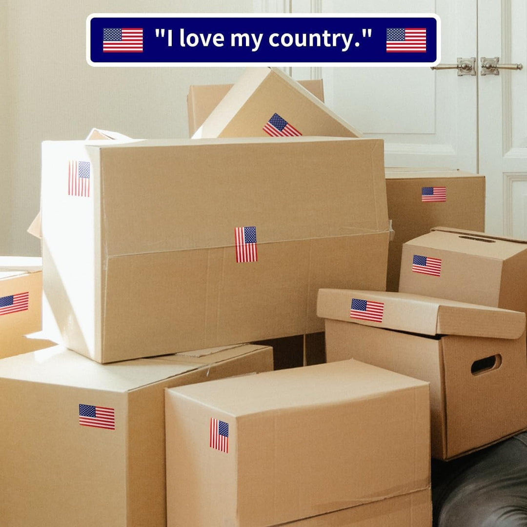 Unisex sticker roll with USA flag motif permanent labels for shipping and decoration Bowlift