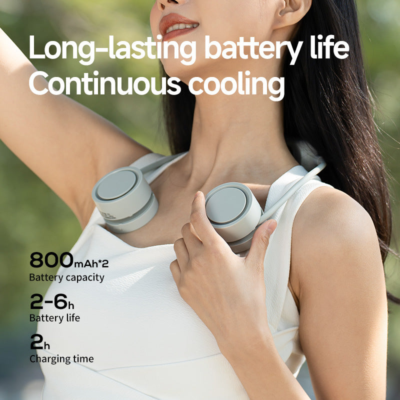 Unisex nan rechargeable neck fan with dual mini fans Bowlift