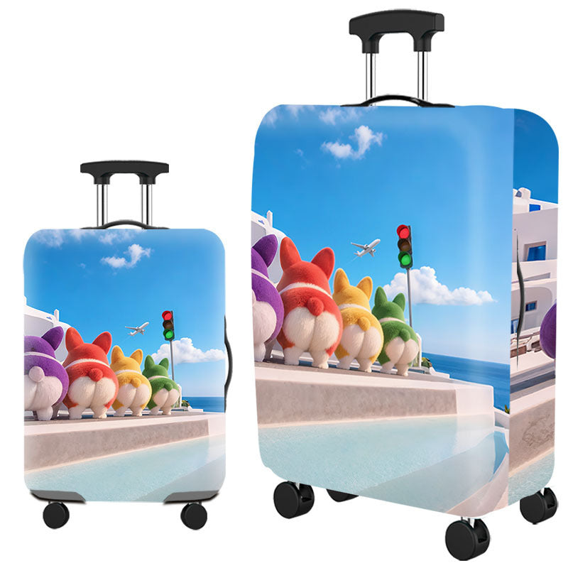 Tropical Leaf Print Hard Shell Luggage Bowlift
