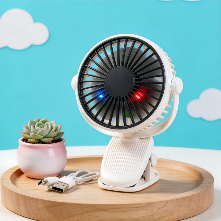 Women's portable table fan with flexible tilt and USB connection Bowlift
