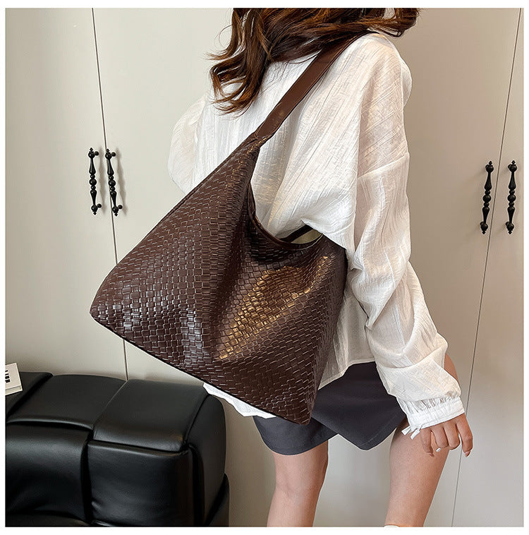 Woven Leather Shoulder Bag Bowlift