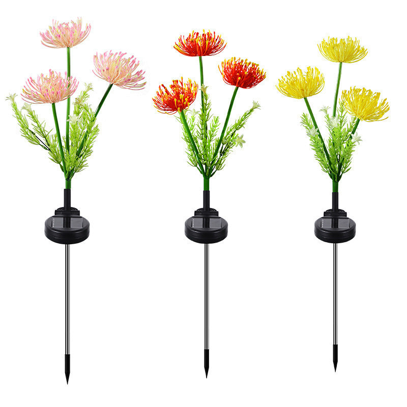 Realistic Solar LED Garden Flower Stake With Chrysanthemum Bloom And Flexible Waterproof Stem Bowlift