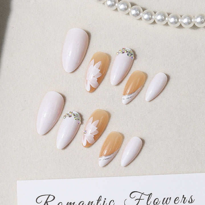 Elegant Botanical-Themed Press-On Nail Set Bowlift
