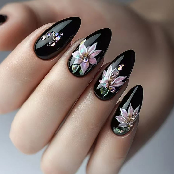 Floral Embellished Press-On Nails Bowlift