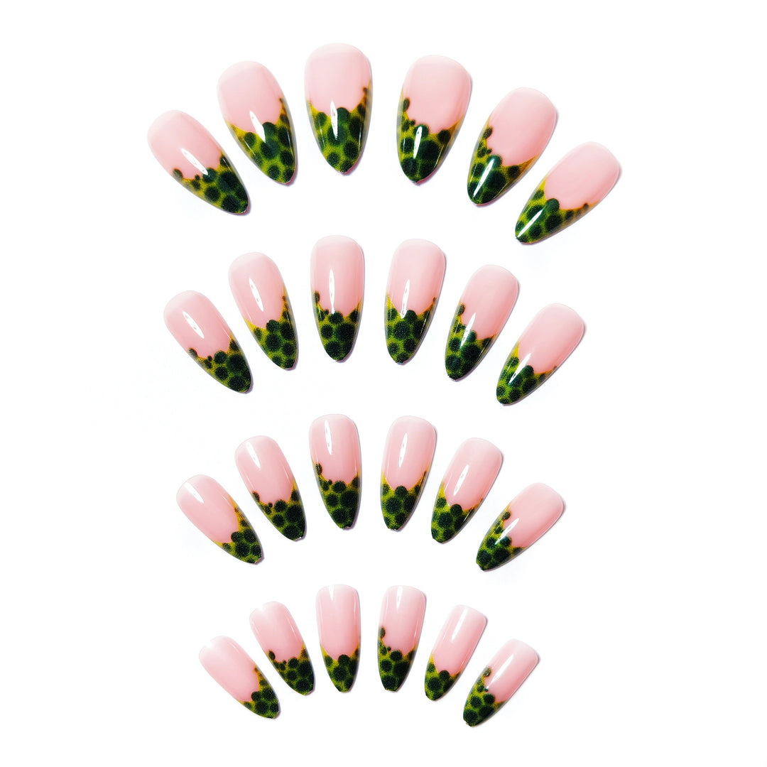 Artistic Green-Gradient Gel Nail Art Bowlift