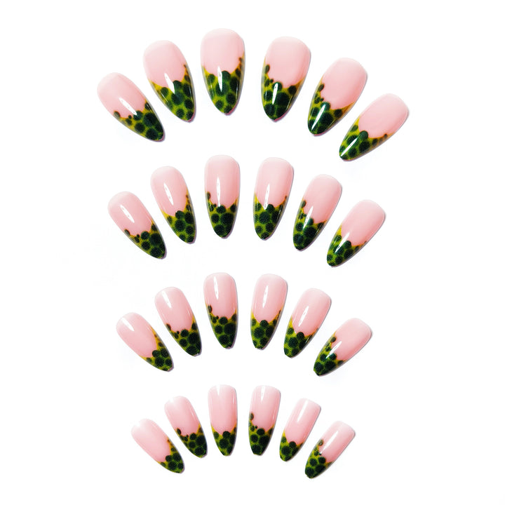 Artistic Green-Gradient Gel Nail Art Bowlift