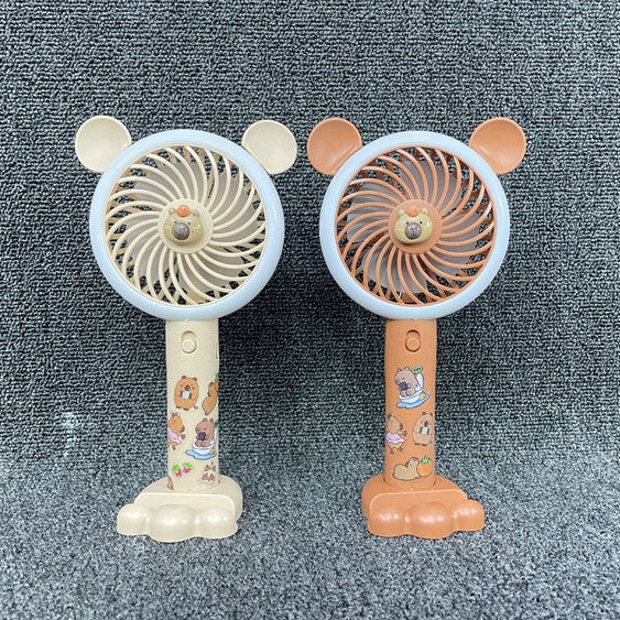 Unisex Portable Handheld Fan with LED Light and Animal Motif Bowlift