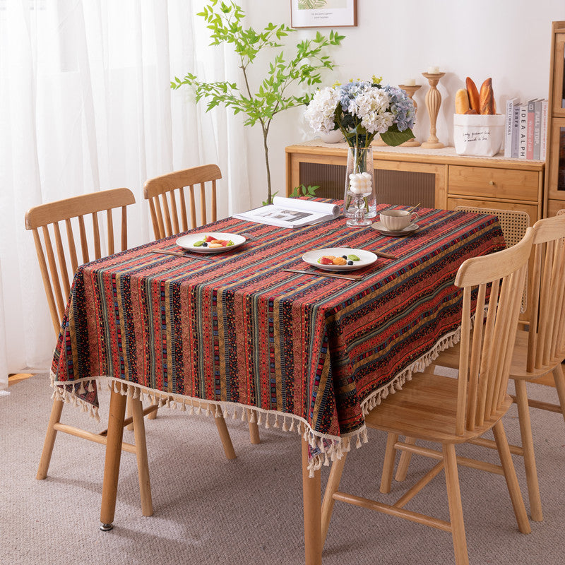 Vibrant Bohemian Fringe Tablecloth