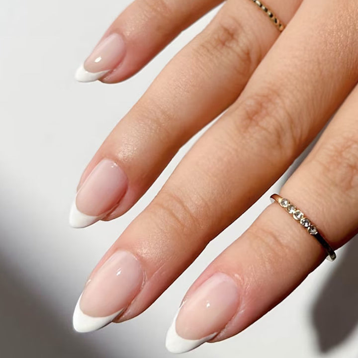 Elegant French Tip Press-On Nail Set Bowlift