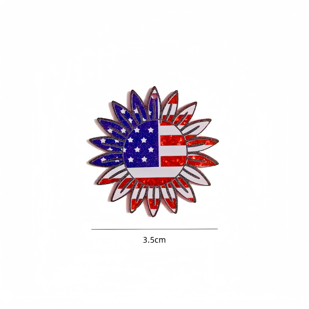 Unisex nan heart-shaped USA flag pendant acrylic with hole Bowlift