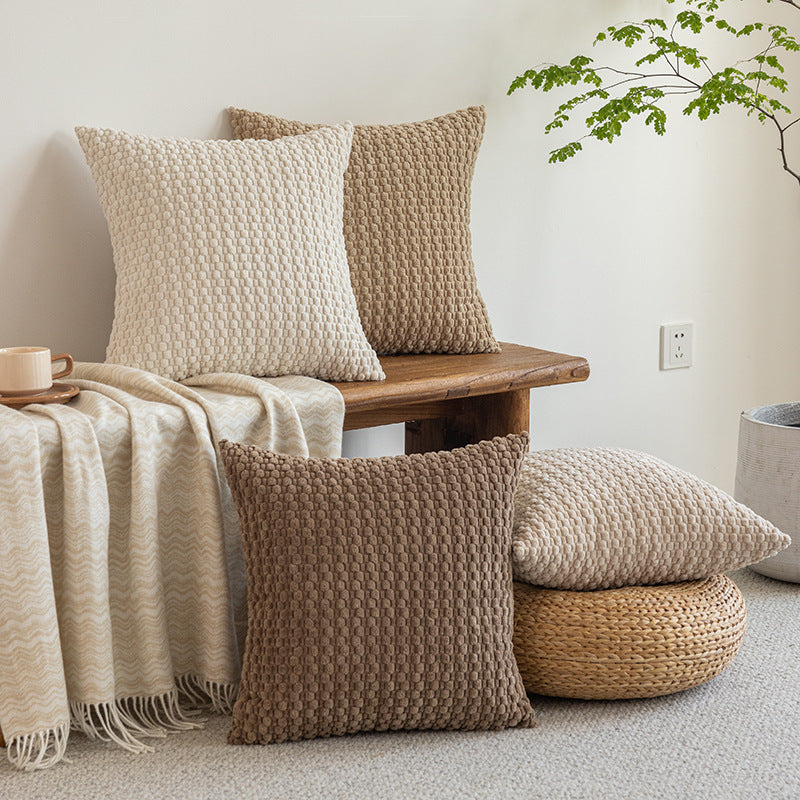 Plush Textured Throw Pillow Cover Bowlift