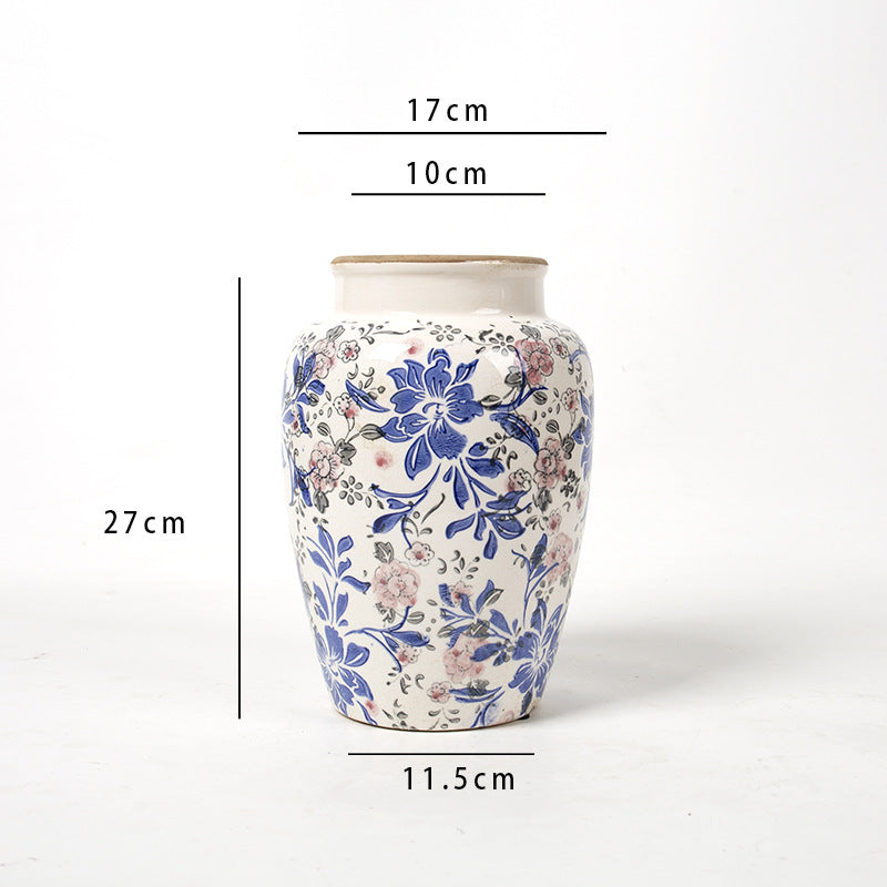 Floral Ceramic Vase with Artistic Design Bowlift