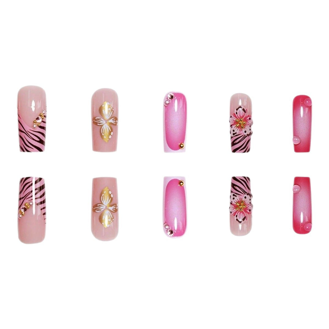 Artistic Floral Acrylic Nail Art Bowlift