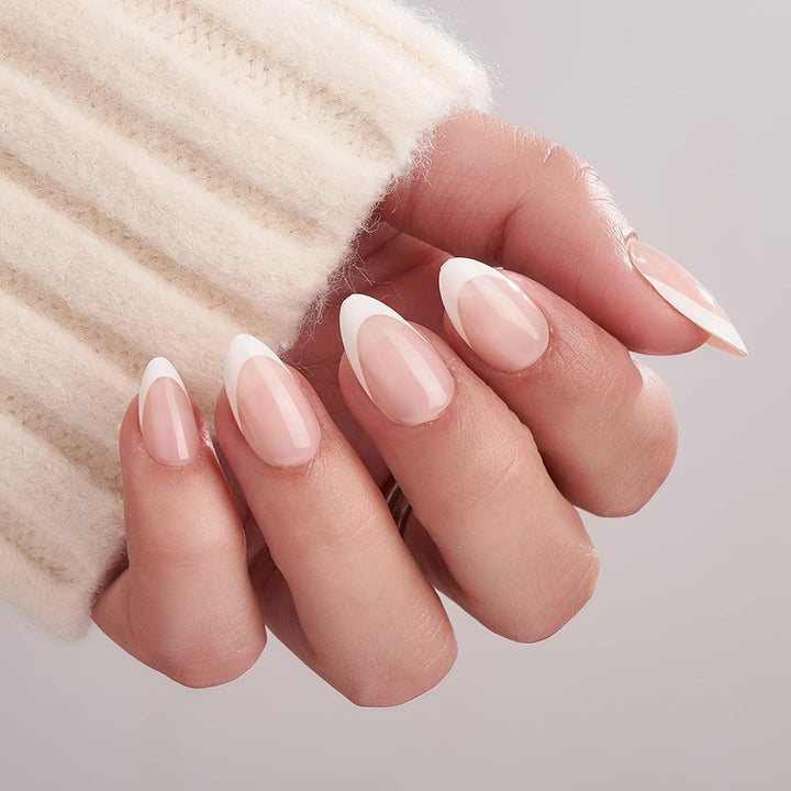 Elegant French Tip Press-On Nails Bowlift