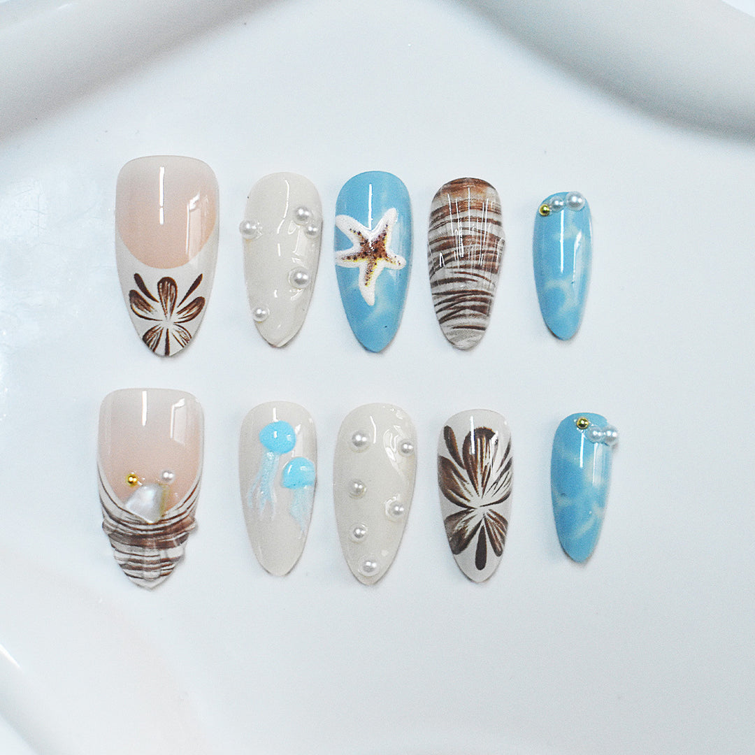 Seashell-Themed Press-On Nail Extensions Bowlift