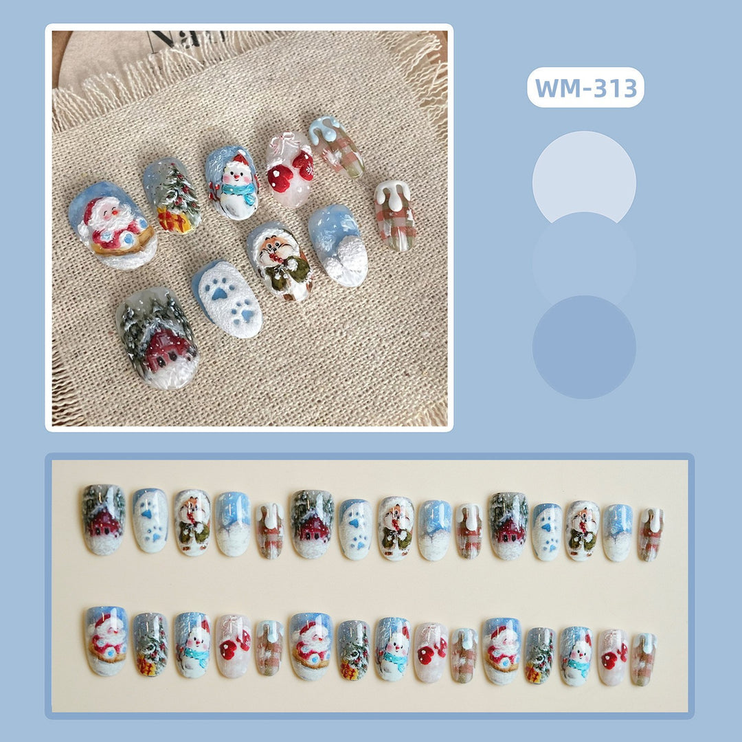 Artistic Press-On Nail Set Bowlift