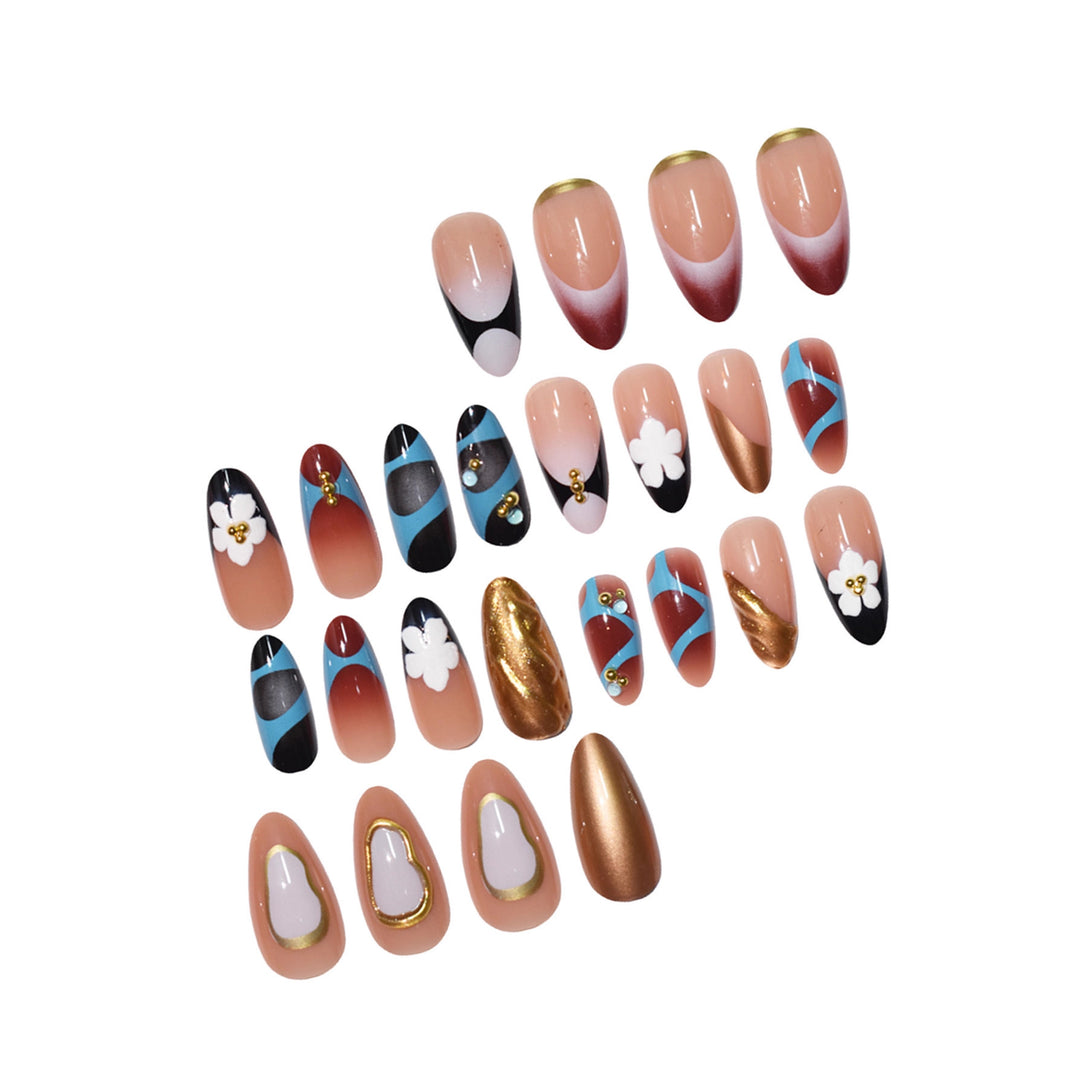 Artistic 3D Floral Press-On Nail Design Bowlift