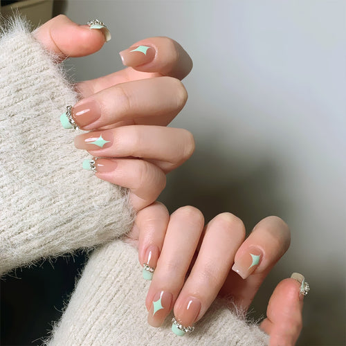 Acrylic nail set with elegant geometric decorations Bowlift