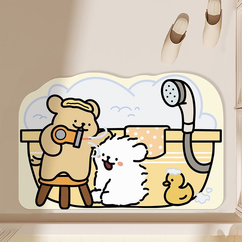 Playful Cartoon Theme Bath Mat Bowlift