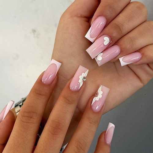 Floral Decorative Press-On Nails Bowlift