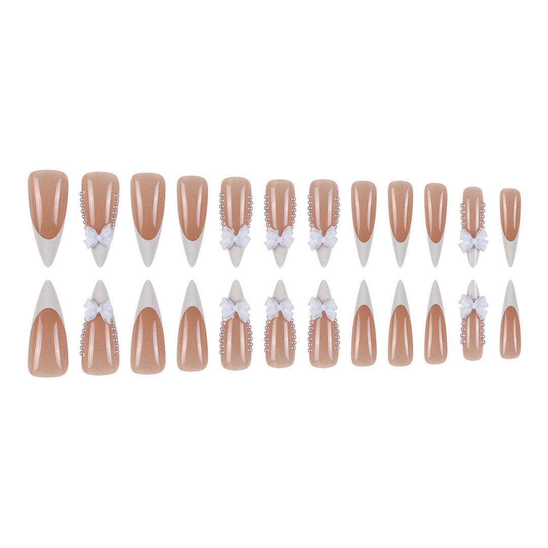 Stiletto Press-On Nails with Decorative Bow Accents Bowlift
