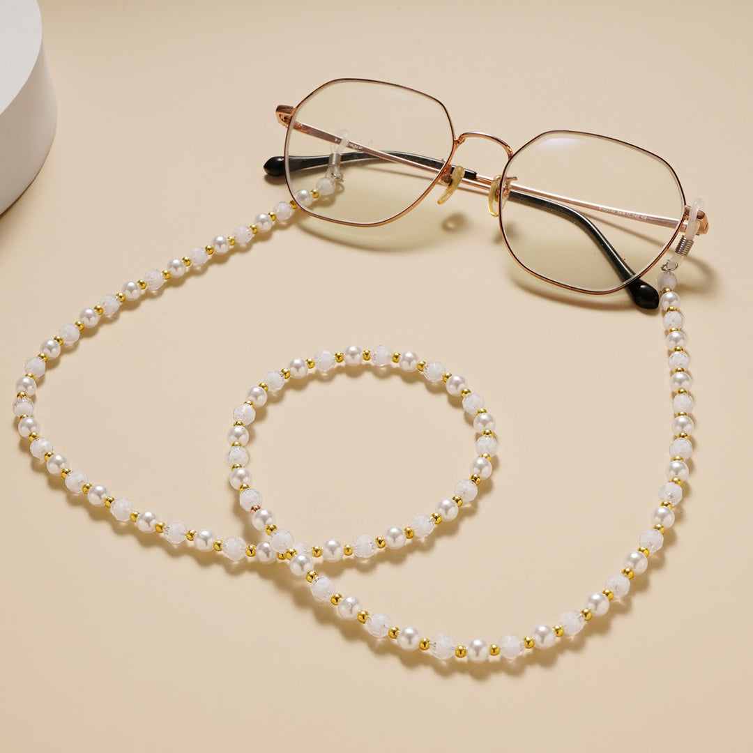 Elegant Pearl and Crystal Eyewear Chain Bowlift