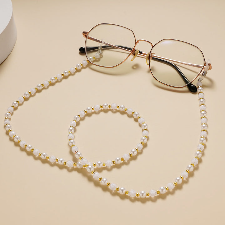 Elegant Pearl and Crystal Eyewear Chain Bowlift