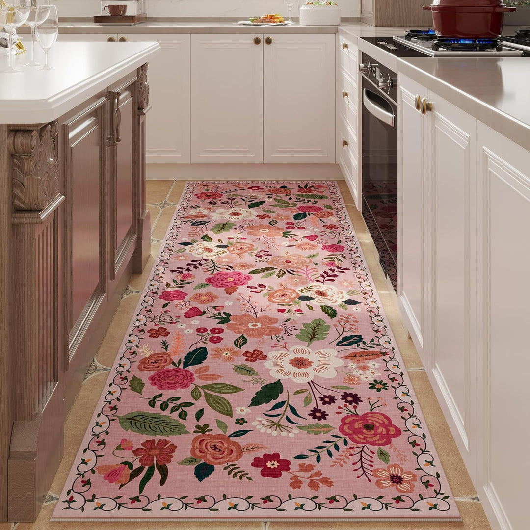 Floral Pattern Kitchen Runner Mat