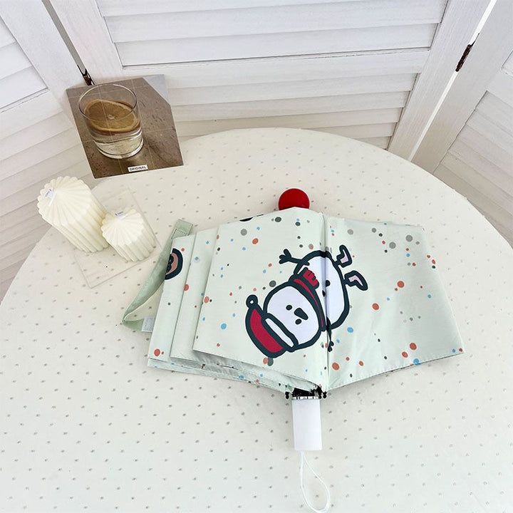 Women's Automatic Folding Umbrella with Cheerful Snowman Design Bowlift
