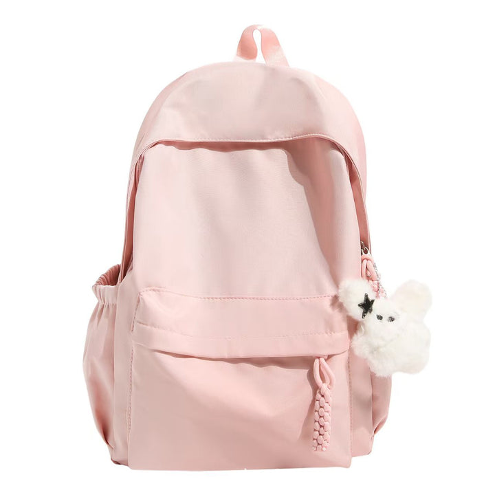 Backpack with Practical Compartment System and Playful Plush Pendant Bowlift