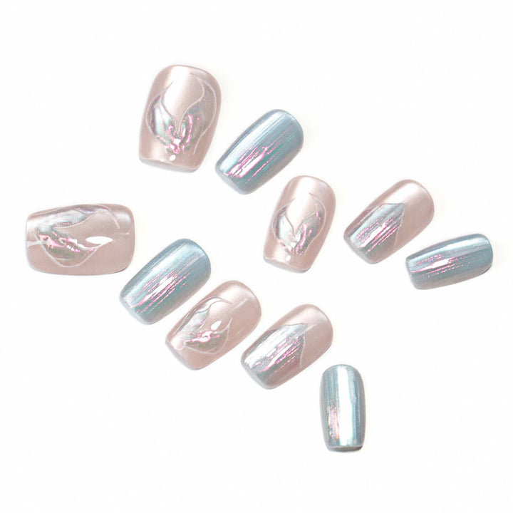 Artistic Nail Tips with Floral Design Bowlift
