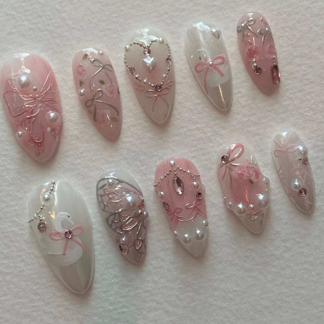Elegant Decorative Press-On Nails Bowlift