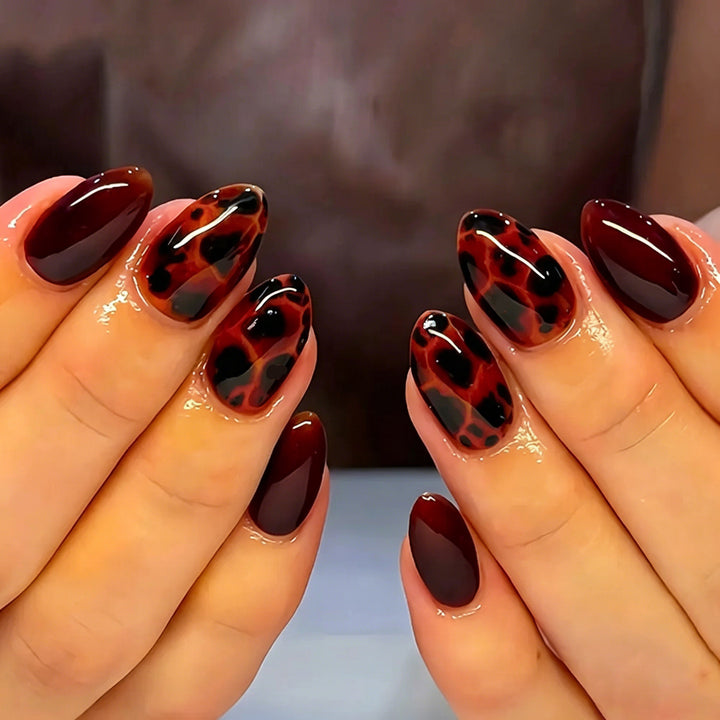 Artistic Leopard Print Nail Extensions Bowlift