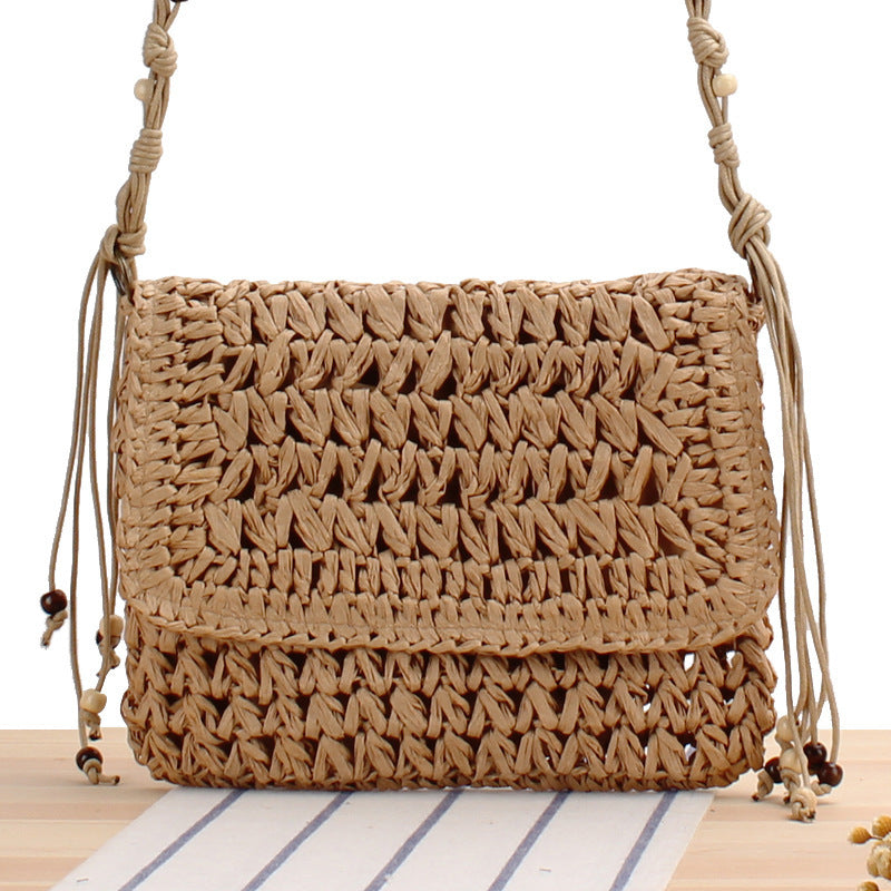 Braided Natural Material Handbag with Playful Fringes Bowlift