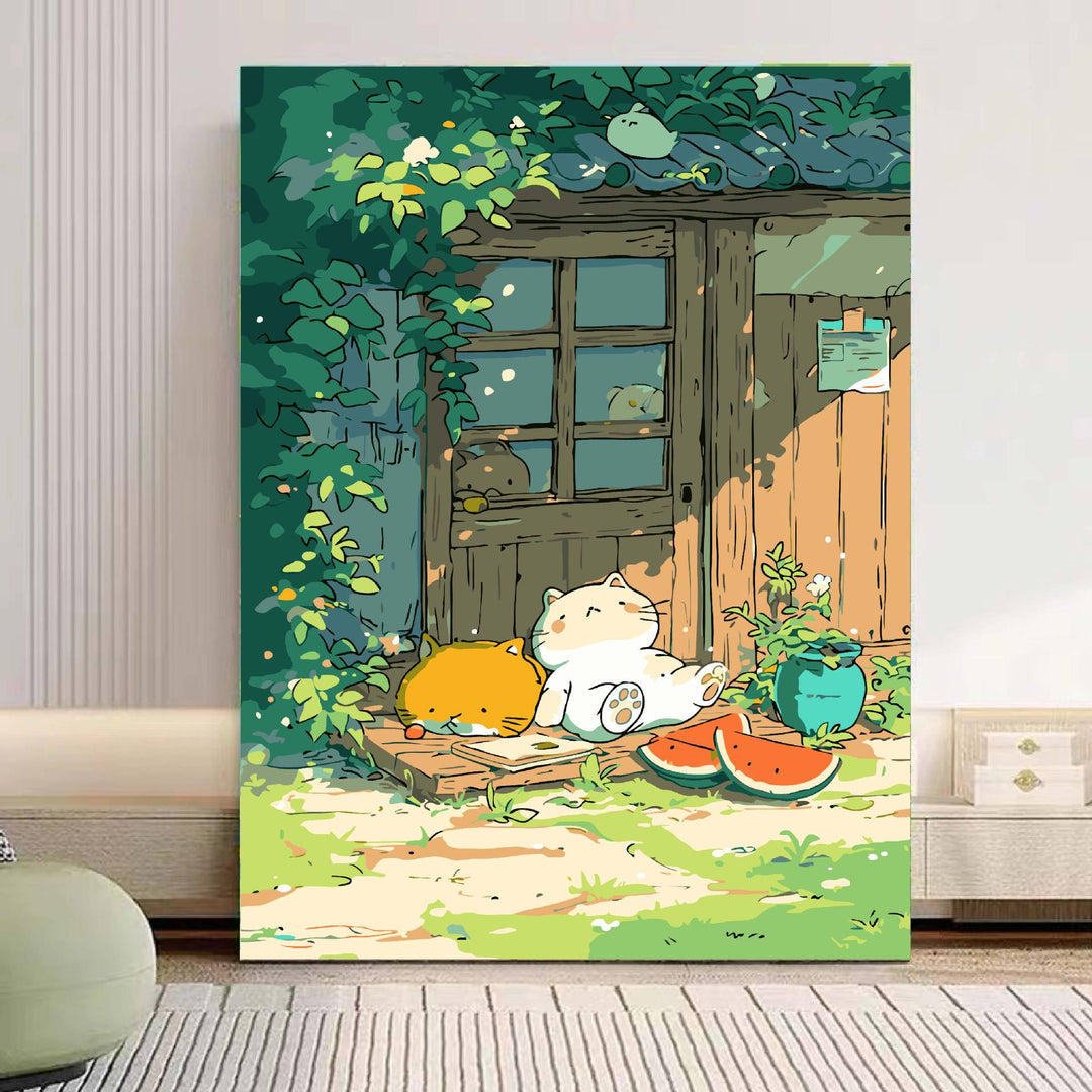 Playful Panda Illustration Canvas Art Bowlift