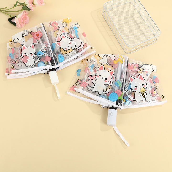 Women's transparent zipper pouch with cute cat designs Bowlift