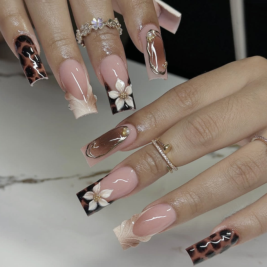 Artistic Floral and Abstract Nail Art Extensions Bowlift